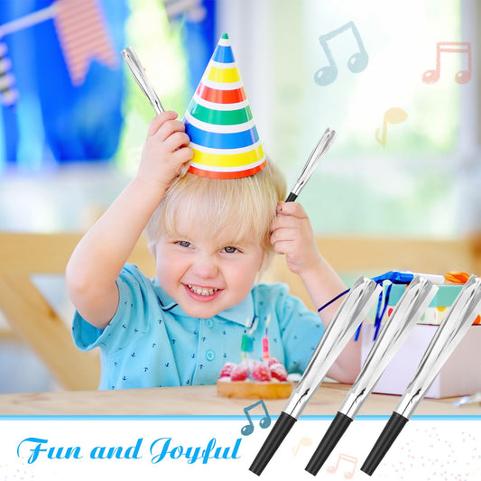 LCPQMZGH noise makers horns silver, eye-catching fringe detail for birthday parties.