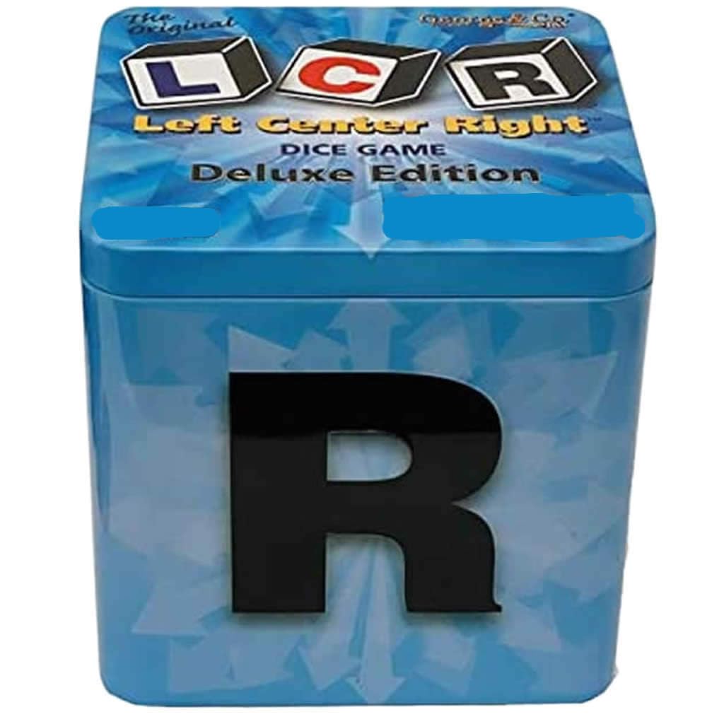 LCR Deluxe Edition with three specialty dice ready for precise passes.