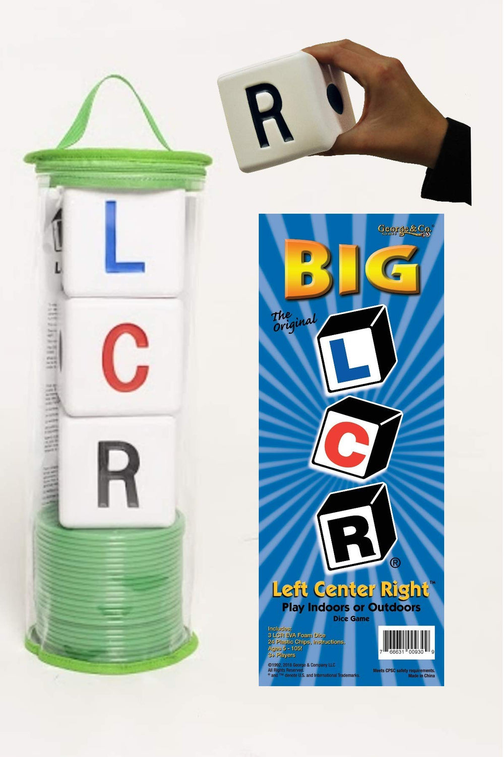 LCR game designed for indoor or outdoor play with family or friends