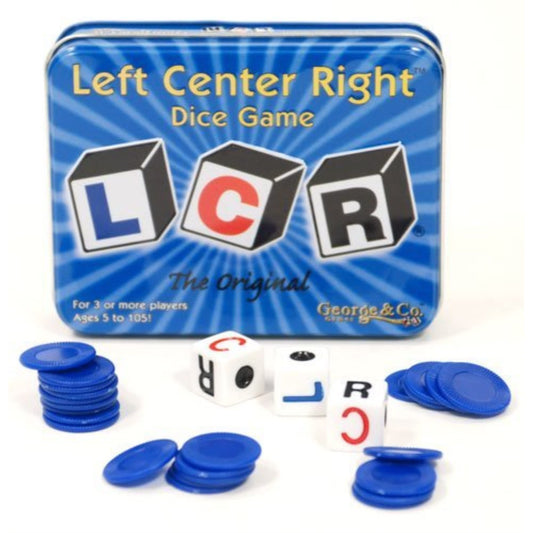 LCR Left Center Right dice and pieces displayed for quick play.