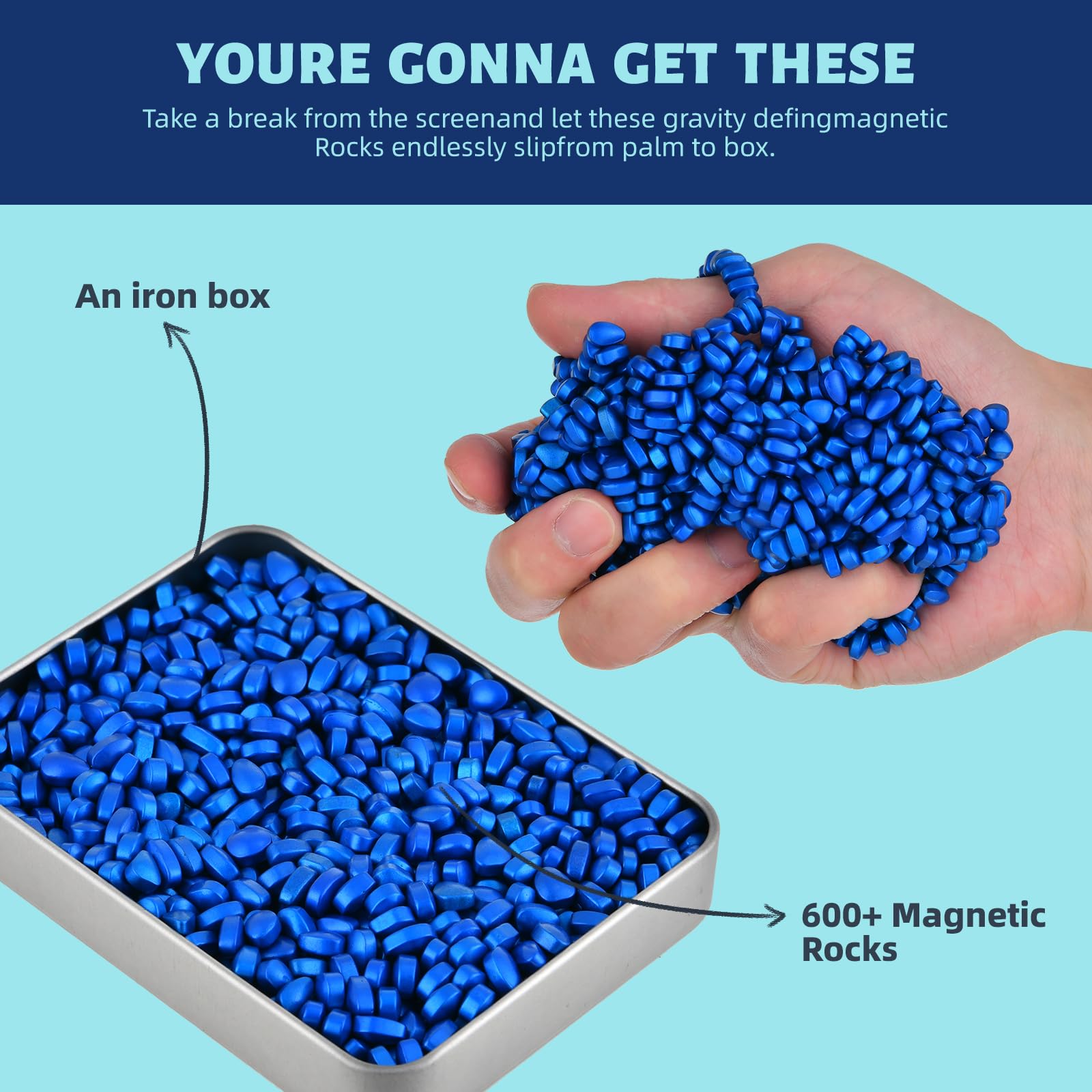 LCVUUK Magnetic Putty Rocks blue desktop setup for focus