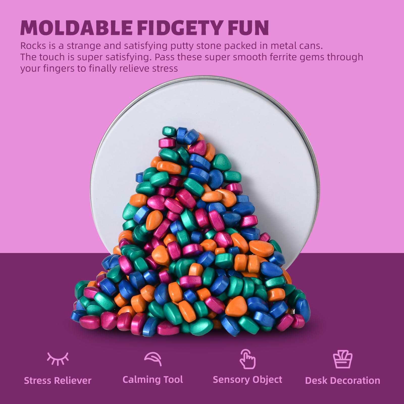 LCVUUK sensory stones multicolor ferrite for tactile play and focus.