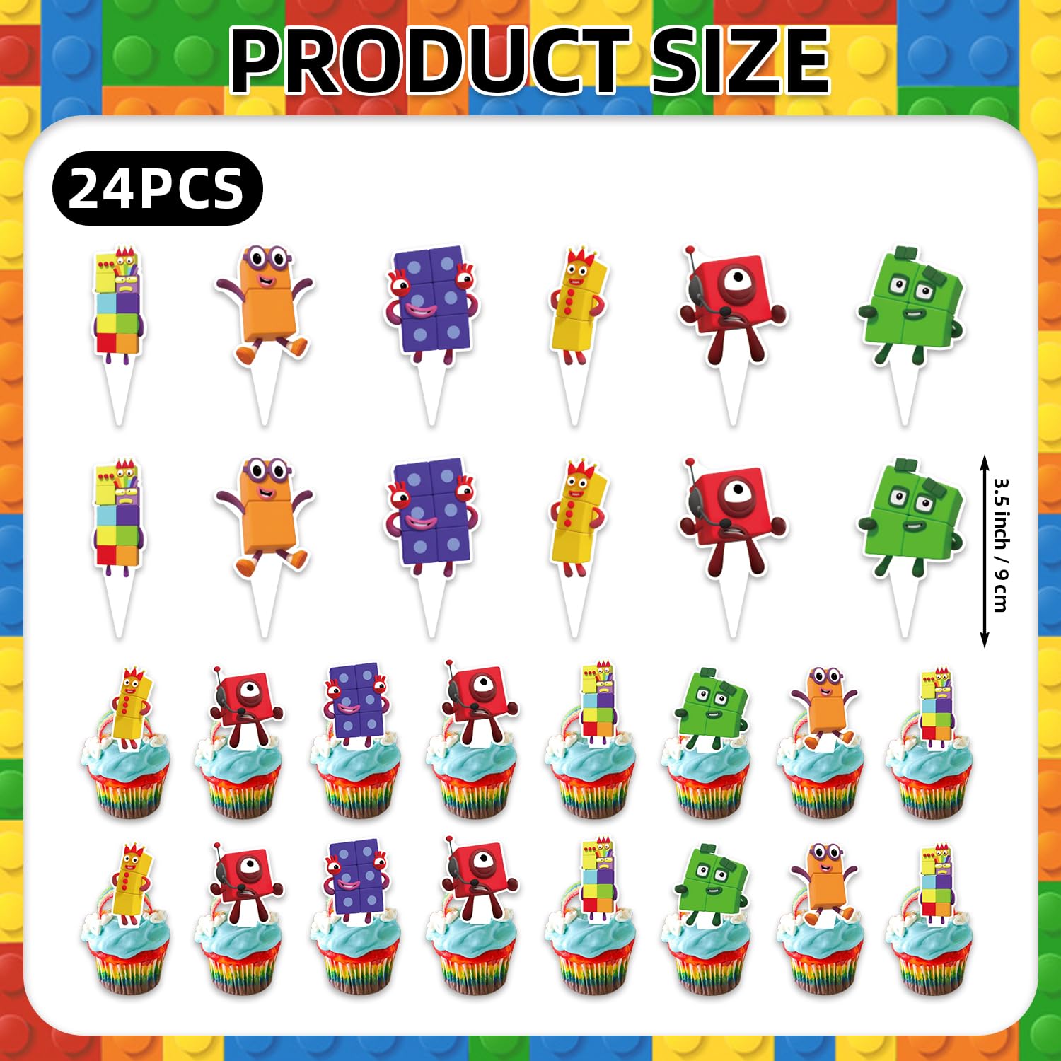 LDAKZFV 24 cupcake toppers for number blocks decor