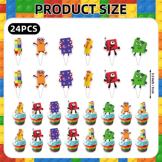 LDAKZFV 24 cupcake toppers for number blocks decor