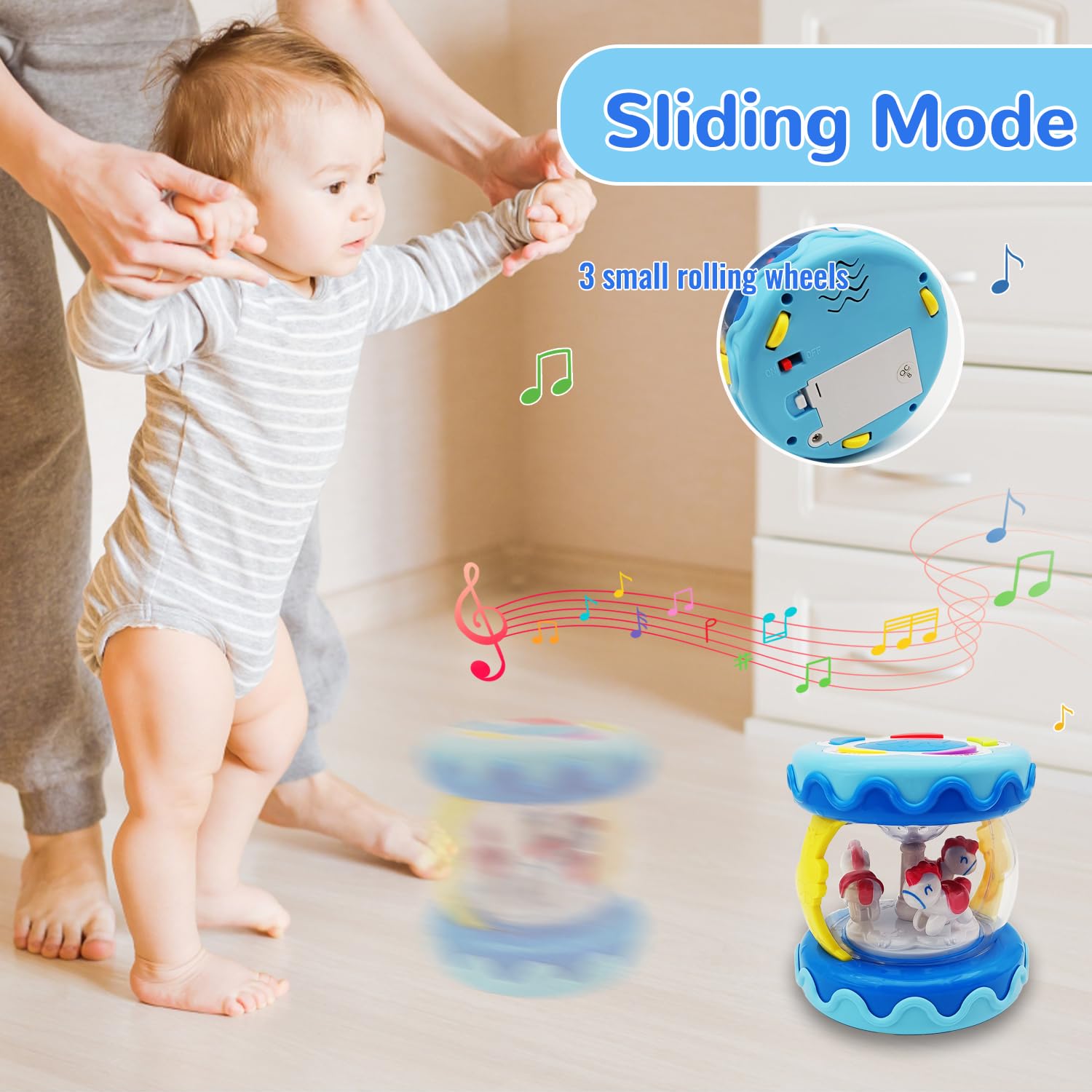 LDRYWW three-wheels movement blue supports early motor coordination during play.