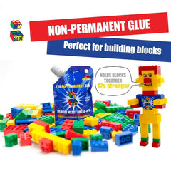 Le Glue application brush applying precise adhesive to bricks.