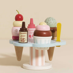 Sturdy wooden holder keeps Carlo's Gelato pieces neatly stored and accessible.