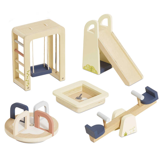 Le Toy Van Dollshouse Outdoor Furniture Set merry-go-round for imaginative pretend play