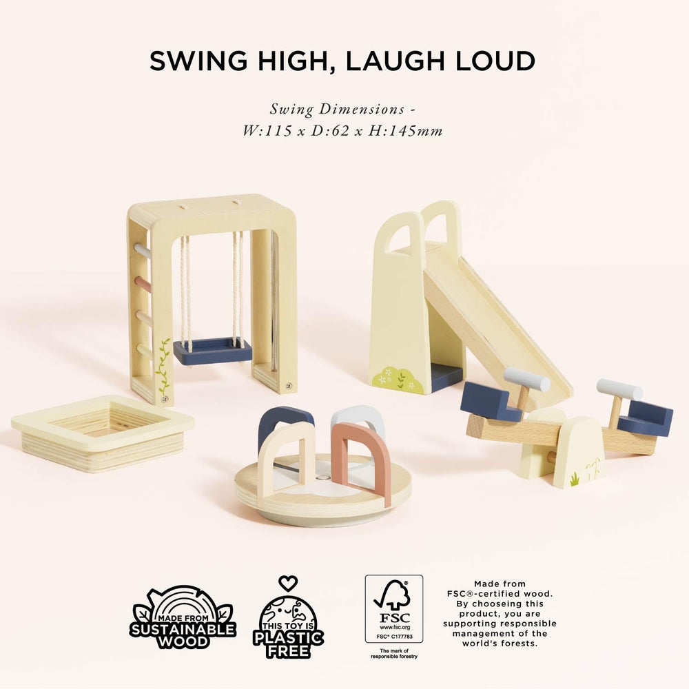 Le Toy Van slide invites quick, energetic turns for backyard-style pretend adventures