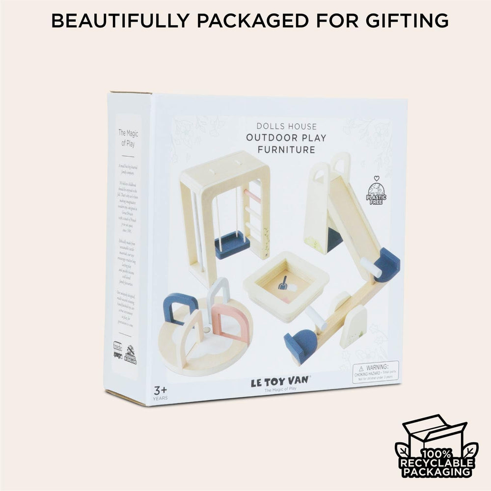 Le Toy Van swing completes the set for gentle, rhythmic play indoors or outdoors