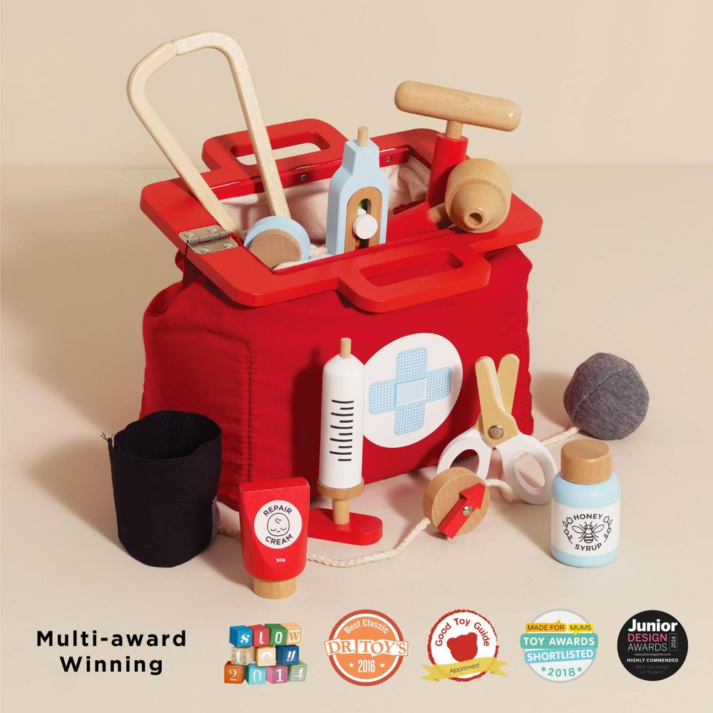 Le Toy Van Honeybake blood pressure gauge fosters turn-taking during patient assessments