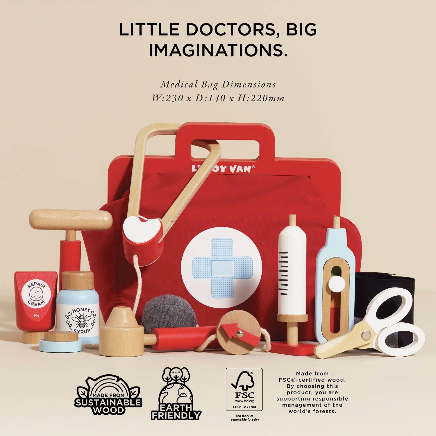 Le Toy Van Honeybake reflex hammer adds realistic testing to pretend clinics