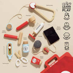 Le Toy Van Honeybake syringe enables gentle, imaginative injections during pretend visits