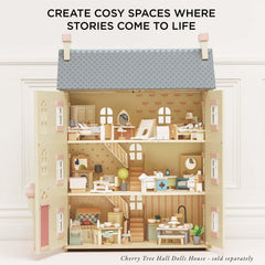 Le Toy Van Rosebud Kitchen tea kettle and dishes ready for tea-time play