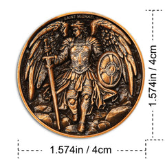 Leabet Saint Michael coin back view shows the Saint Michael prayer inscription for reflection.