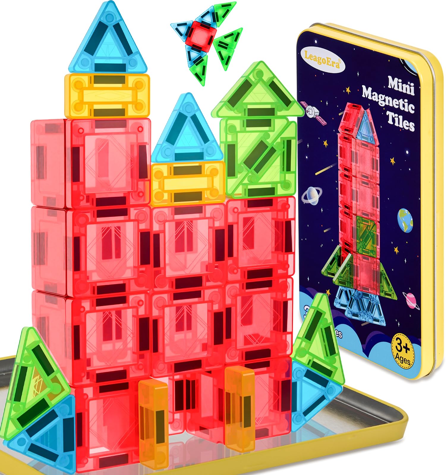 LeagoEra portable metal tin with magnetic tiles for on-the-go play.