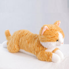 Leahaoe large weighted cat as decorative orange plush piece.