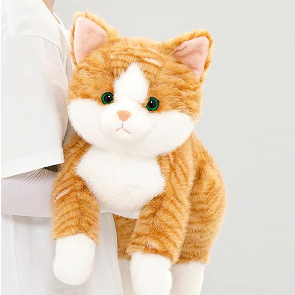 Leahaoe large weighted cat 26-inch orange front view, ideal stress-relief companion.