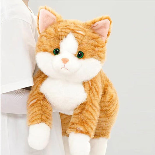 Leahaoe large weighted cat 26-inch orange front view, ideal stress-relief companion.