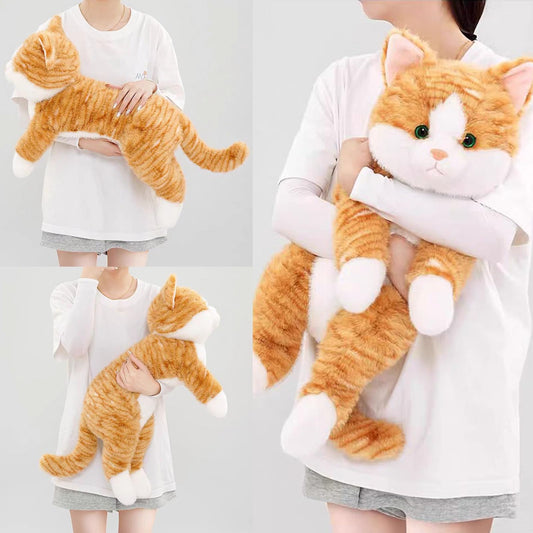 Leahaoe large weighted cat 26-inch orange side view for cozy lounging.