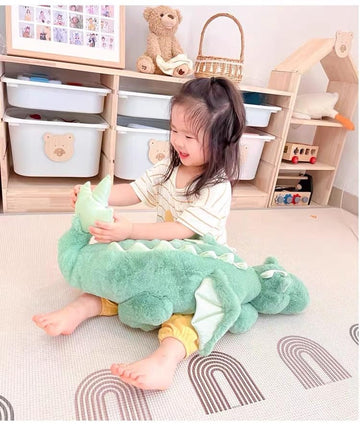 Leahaoe weighted dragon plush with child cuddle, comforting for naps