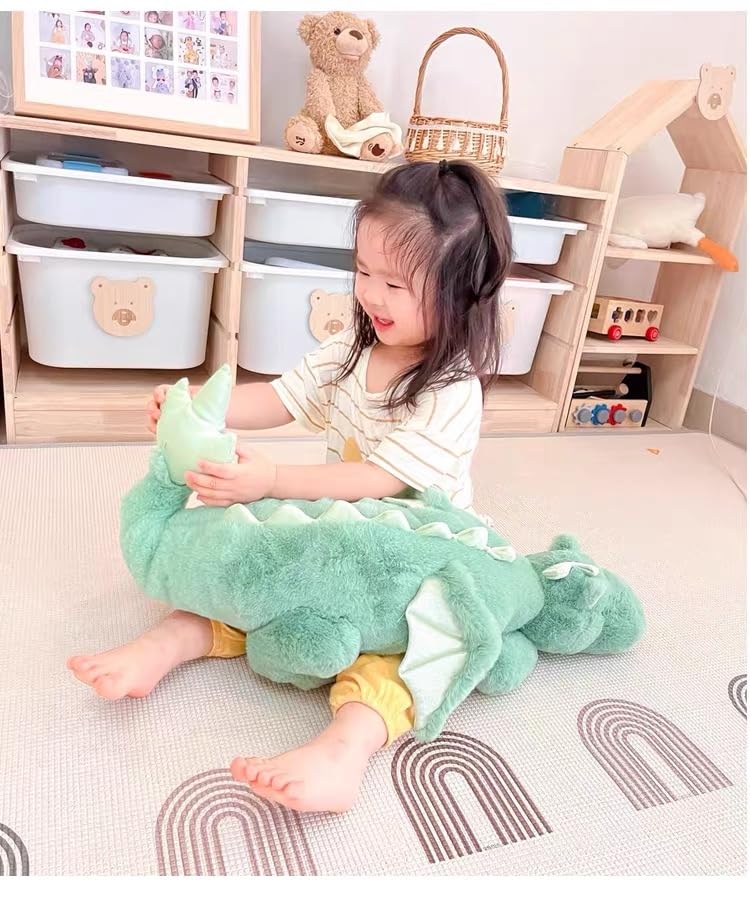 Leahaoe weighted dragon plush with child cuddle, comforting for naps