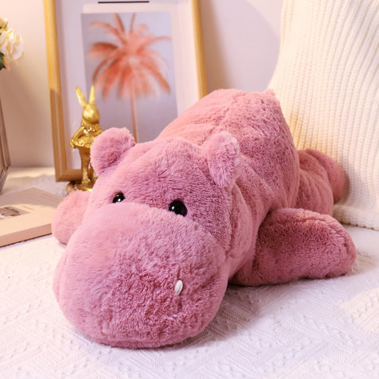 Leahaoe weighted hippo 17.7 inch side view shows gentle pressure for soothing comfort