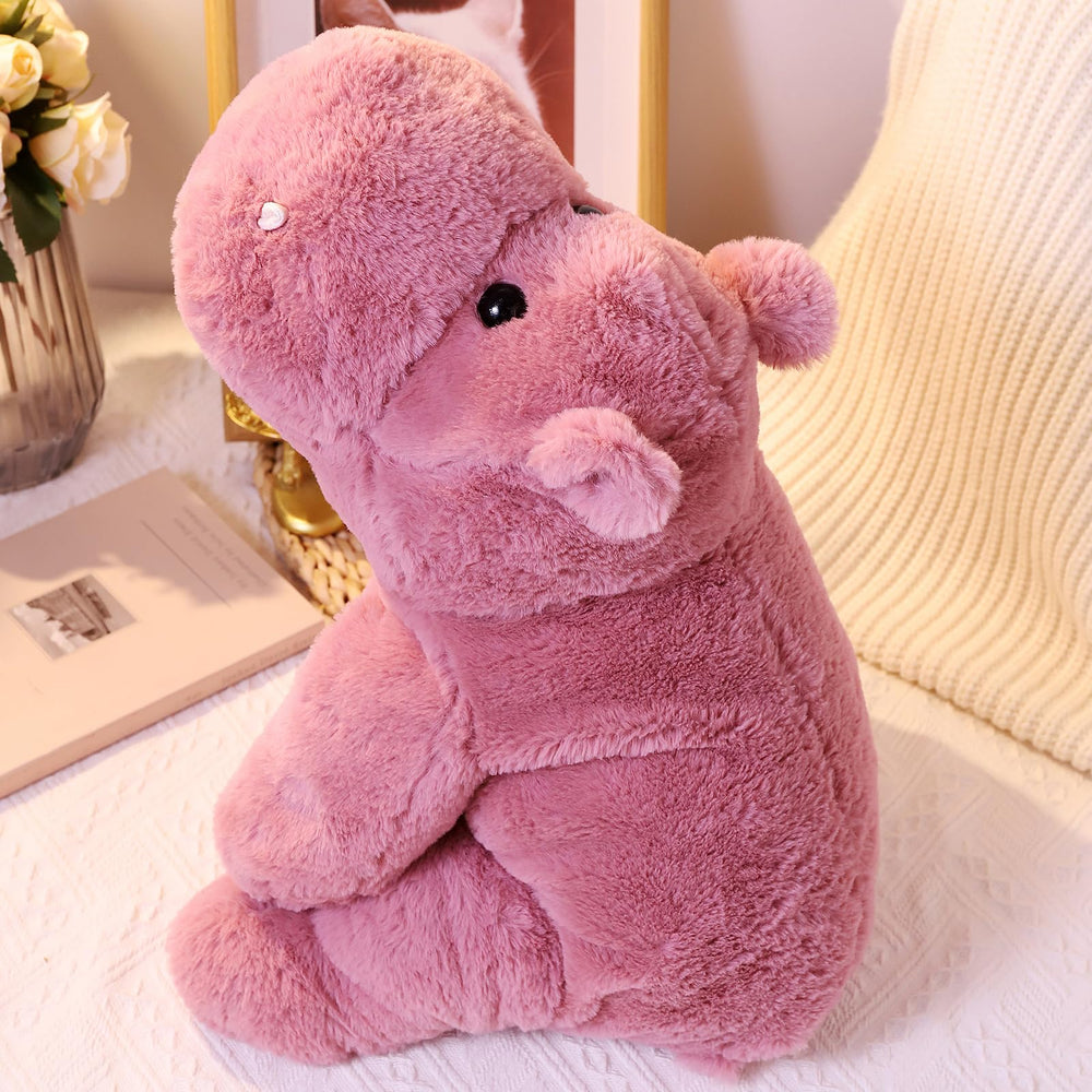 Leahaoe weighted hippo 23.6-inch side profile highlights plush comforting presence.