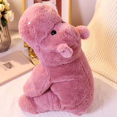 Leahaoe weighted hippo soft pink fur closeup highlights plush texture for calm snuggles