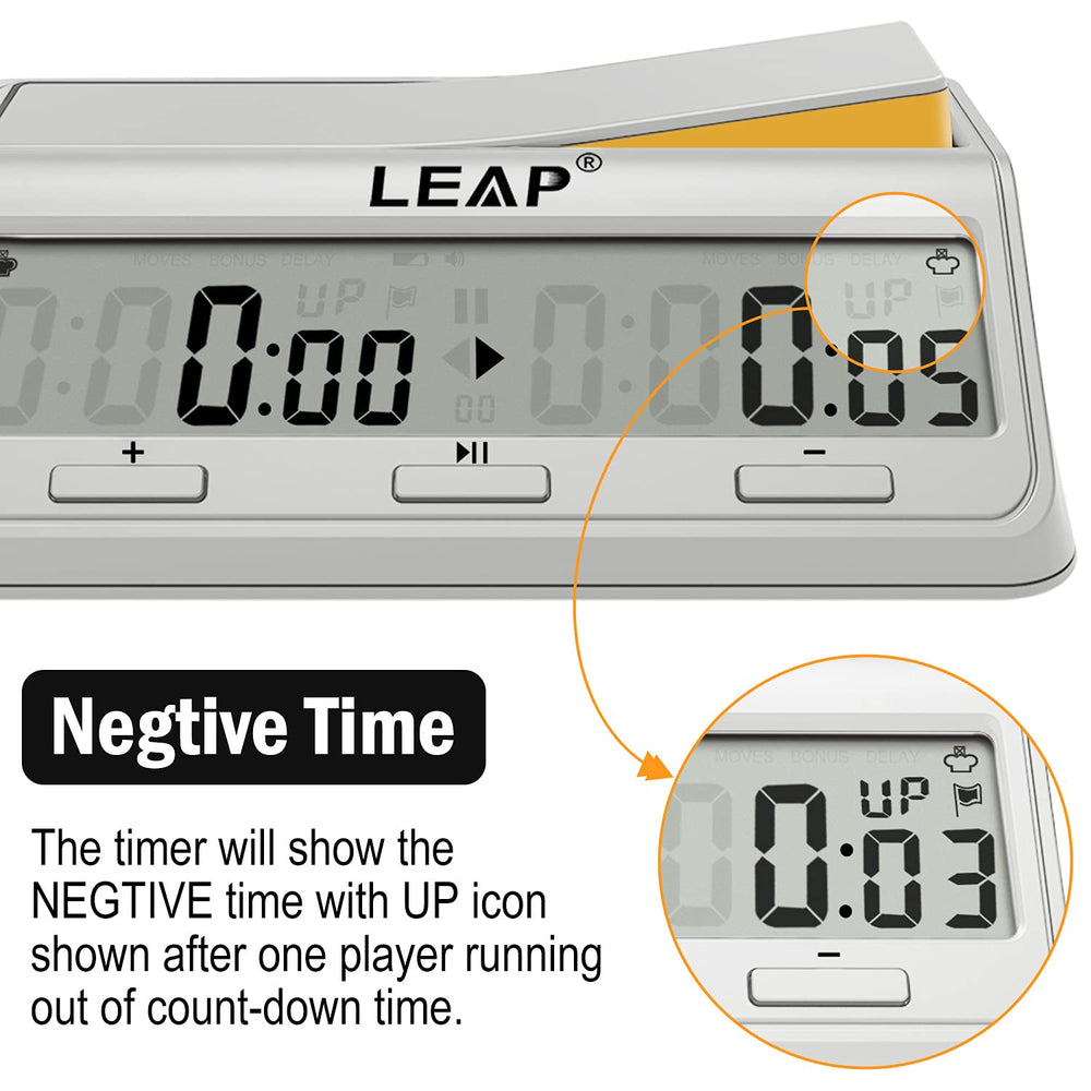LEAP chess clock compact and portable design for travel and clubs.