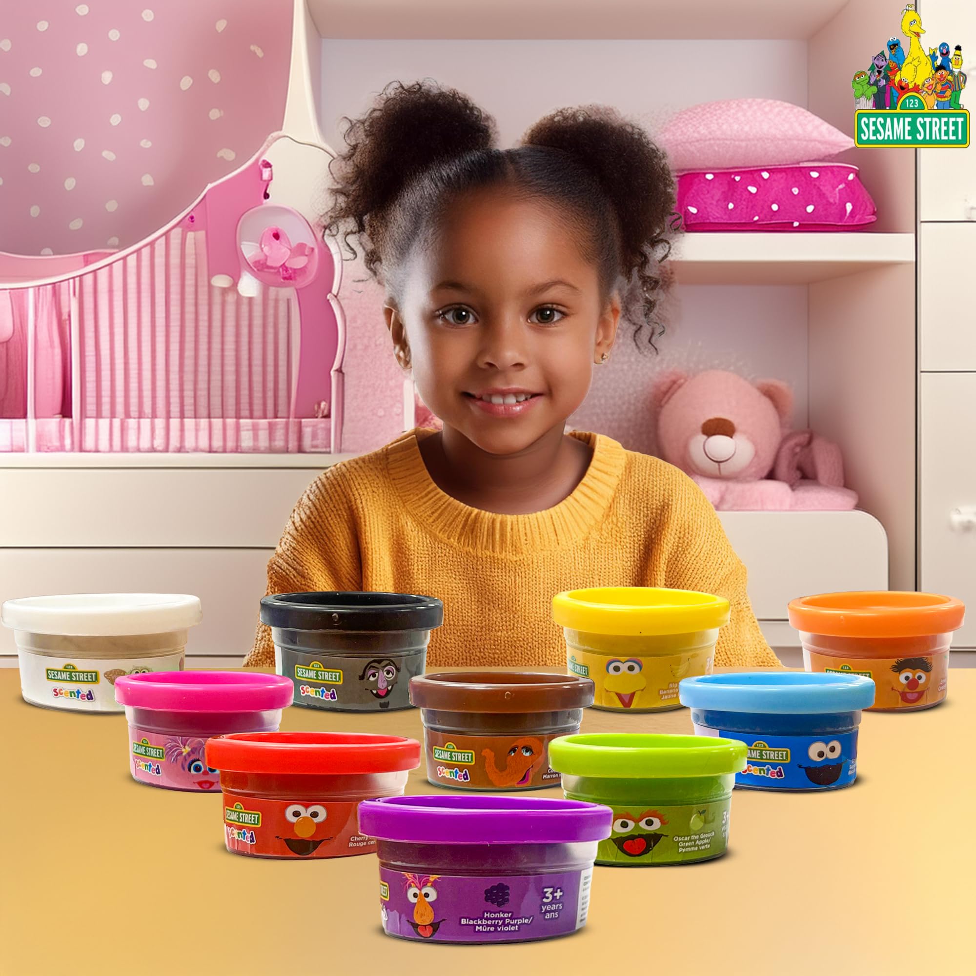 Leap Year Sesame Street dough Abby Cadabby pack—pink dough encourages imaginative play.