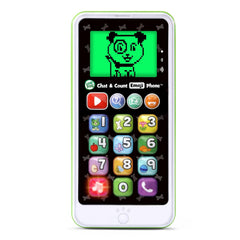 LeapFrog Chat and Count Emoji Phone Green side angle highlights light-up number buttons.