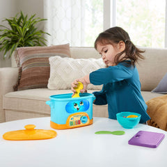 LeapFrog rainbow soup idea invites color naming and sequencing.
