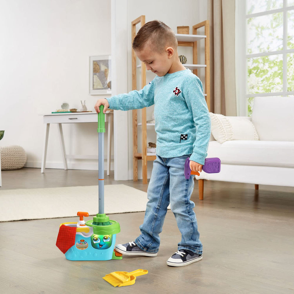 LeapFrog Clean Sweep spray bottle and accessories support pretend cleanup