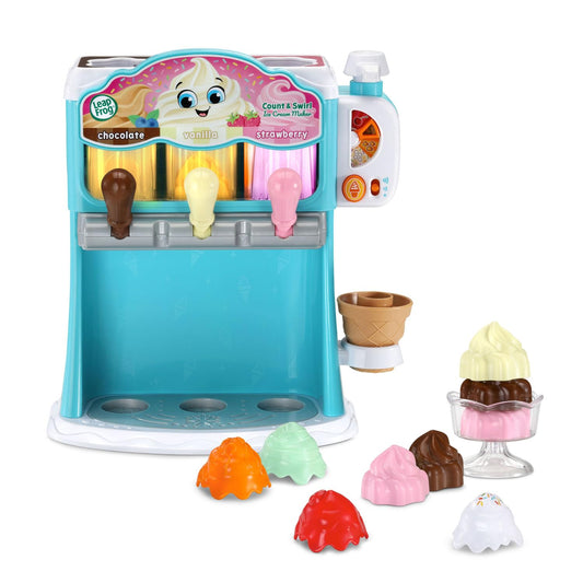 LeapFrog Count and Swirl three-flavor display showing vanilla, chocolate, strawberry swirls