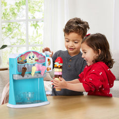 Kids playing store with LeapFrog Count and Swirl to role-play customer orders