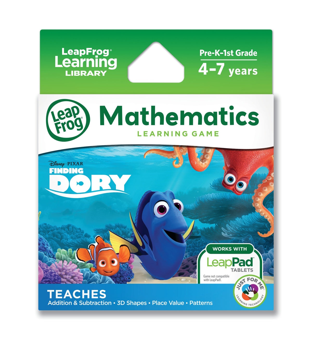 LeapFrog Finding Dory game screen offering math adventures for kids