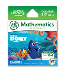 LeapFrog Finding Dory game screen offering math adventures for kids