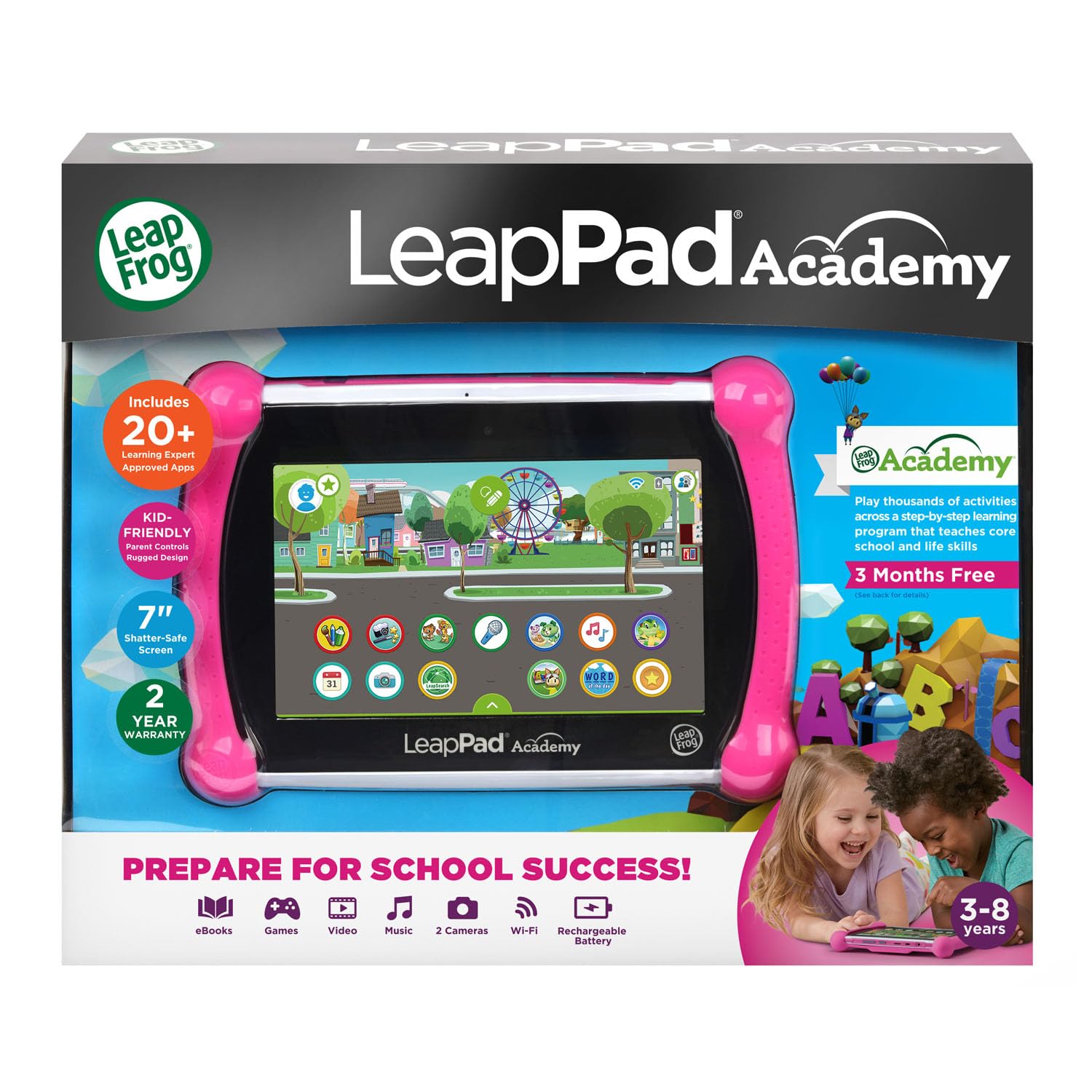 LeapFrog LeapPad Academy Pink App Center offers hundreds of apps and videos.
