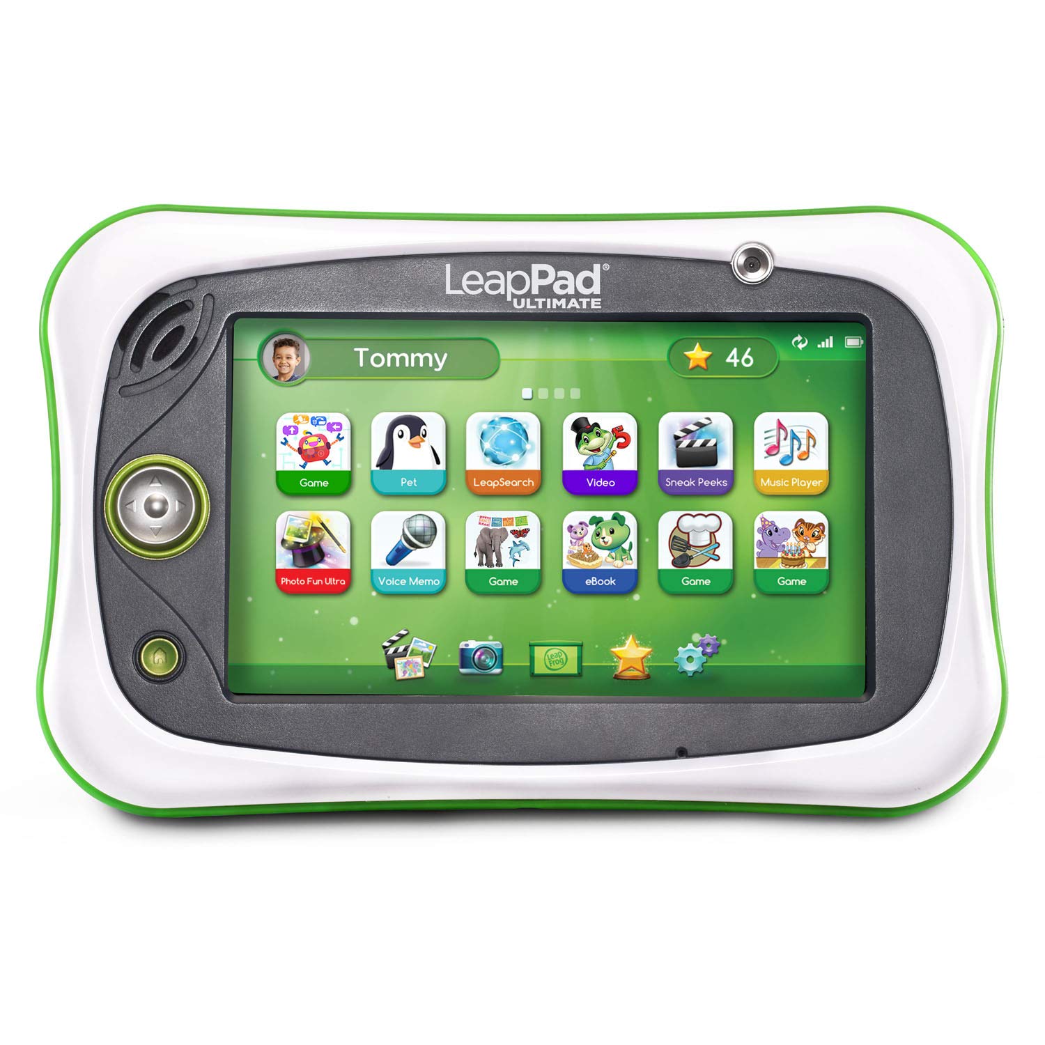 LeapFrog LeapPad Ultimate green front view highlights durability for active learning