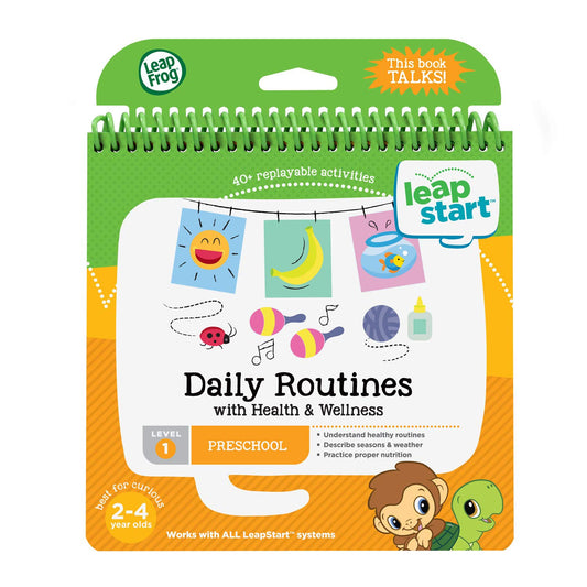 LeapFrog LeapStart daily routines book cover promoting healthy morning and bedtime activities.