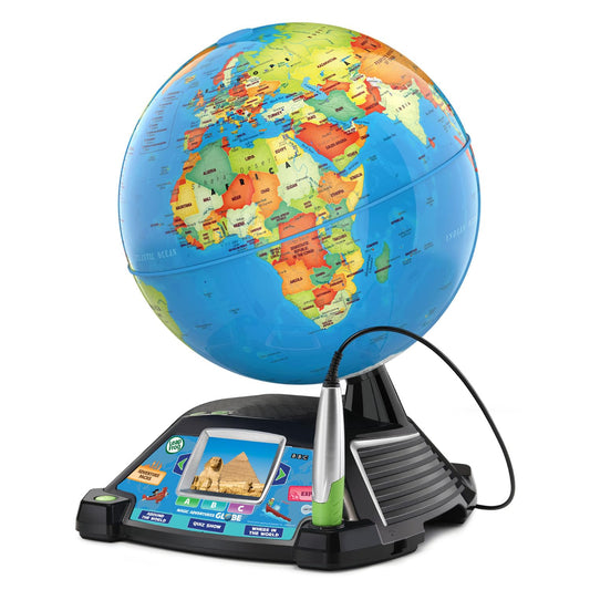 LeapFrog Magic Adventures Globe stylus in hand enables precise interactive learning.