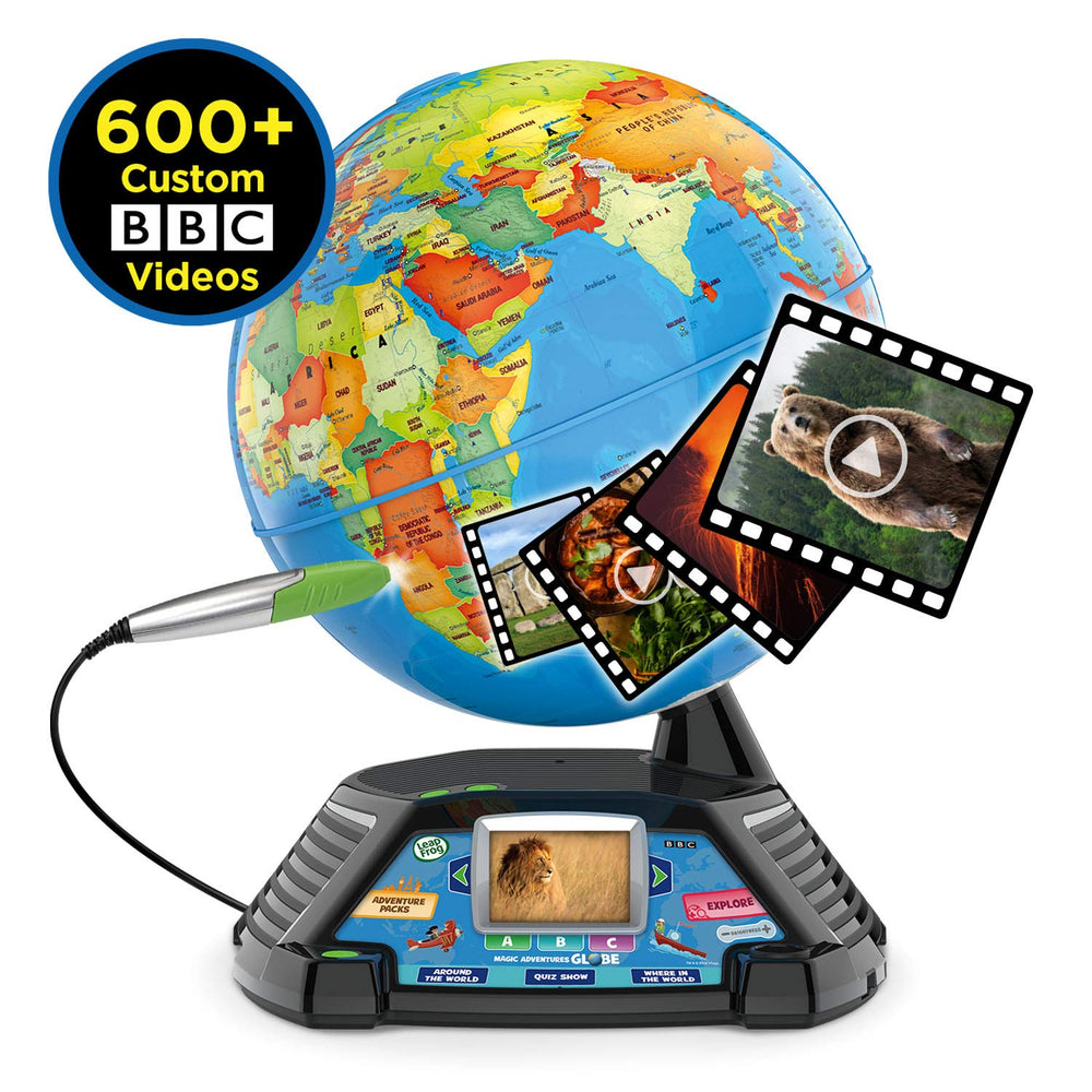 LeapFrog Magic Adventures Globe two-point-eight-inch-screen delivers engaging video content.