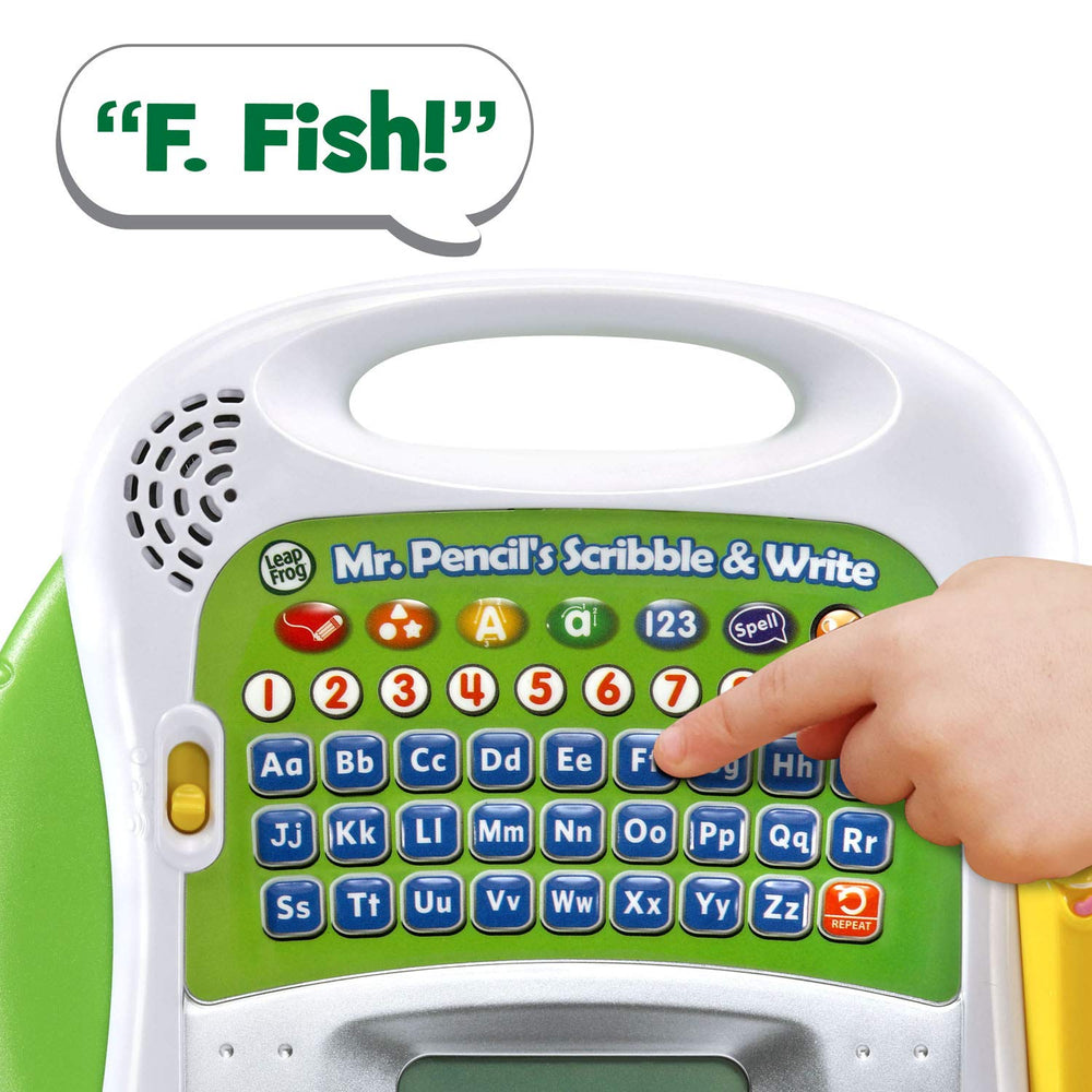 Tap to animate letters and shapes with Mr. Pencil Scribble and Write for fun reinforcement.