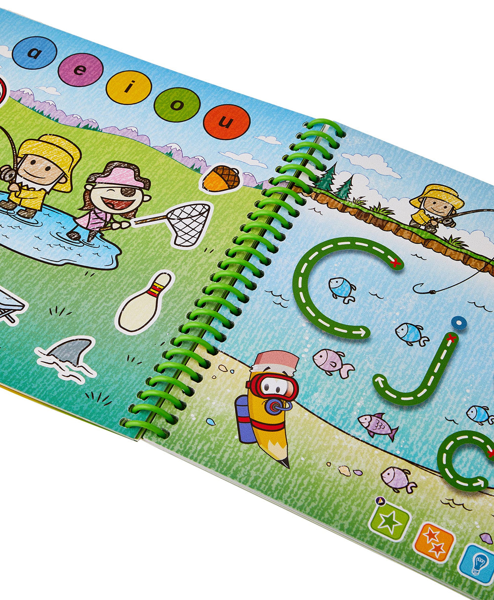 LeapFrog Read & Write 3D Activity Book letters tracing page demonstrates letter formation
