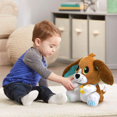 LeapFrog Speak and Learn Puppy four paw buttons guide letters, numbers, and emotions.