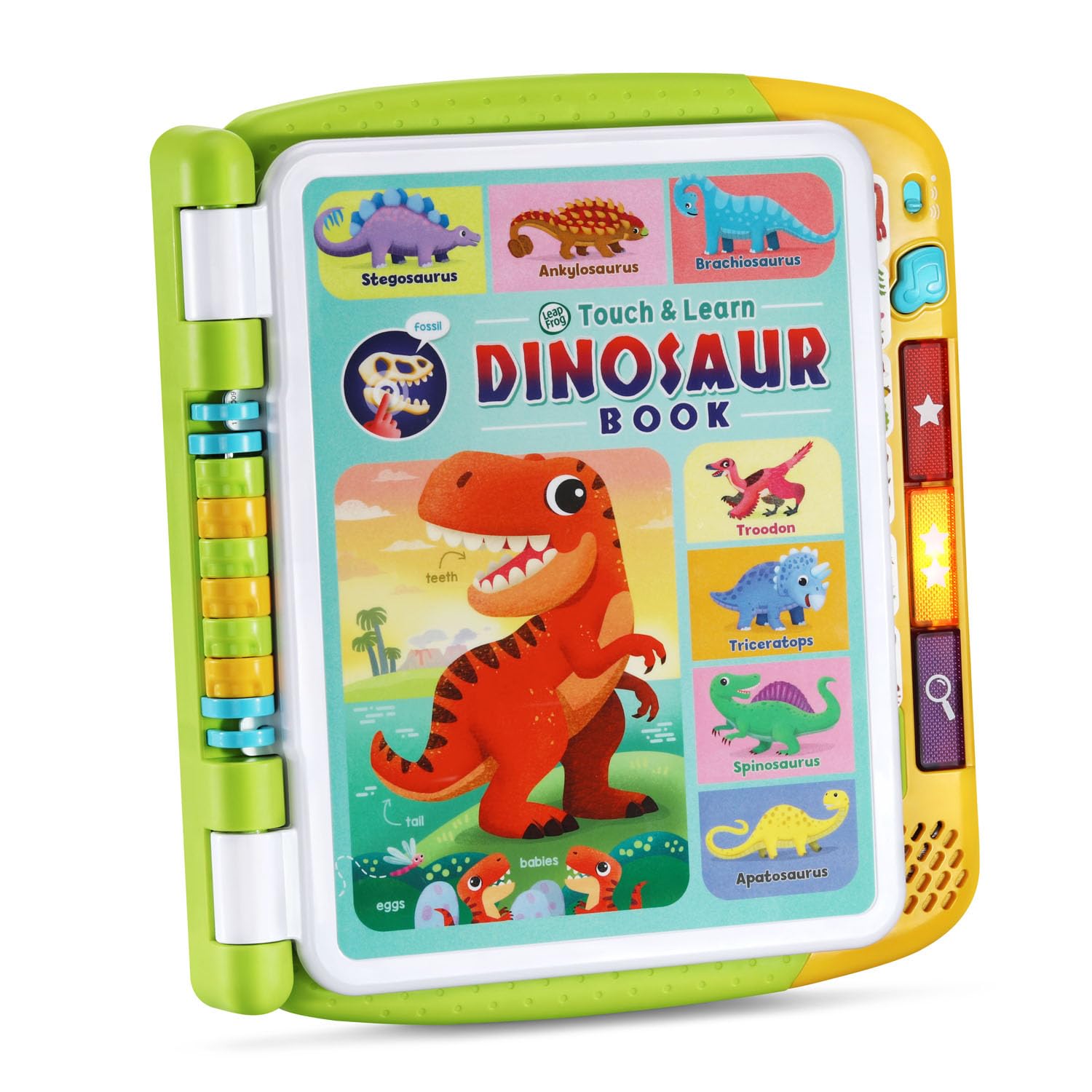 LeapFrog Touch and Learn Dinosaur Book interactive pages inviting hands-on exploration