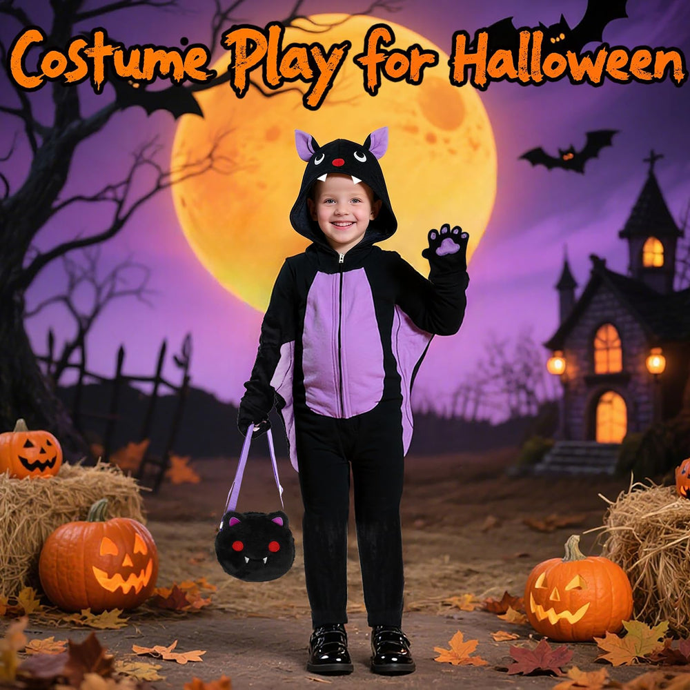 Learn2M bat costume front zipper for quick on-off and comfort