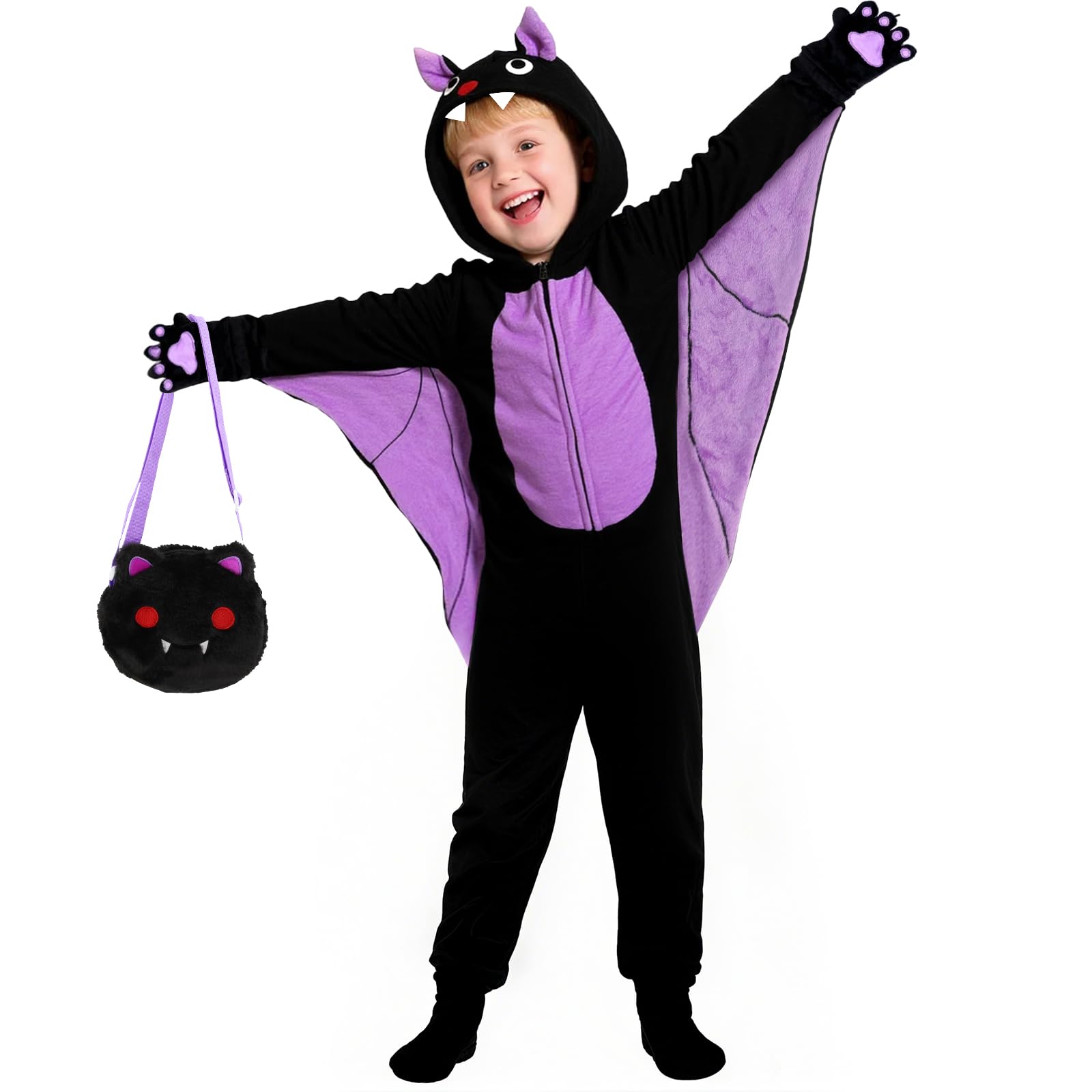 Learn2M Halloween Bat Costume full outfit with wings and ears for active play