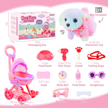 Learn2M puppy dress-up with bow tie and pink lace dress for role-play